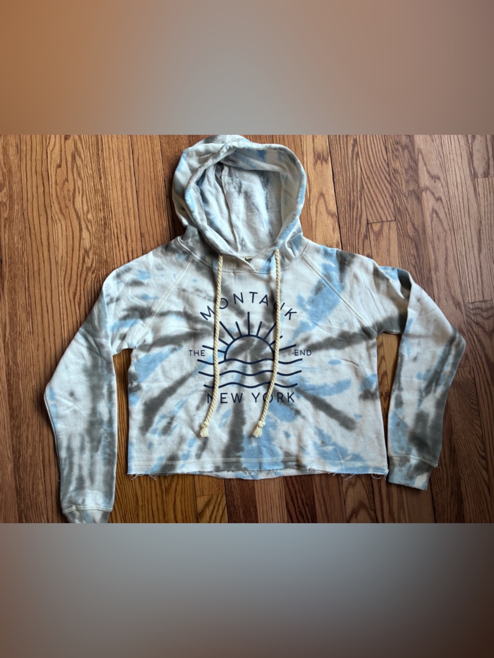 Lagaci Tie-Dye Hoodie in Light Blue & Soft Gray